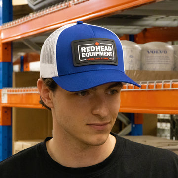 Blue and White Mesh Back Trucker Hat
