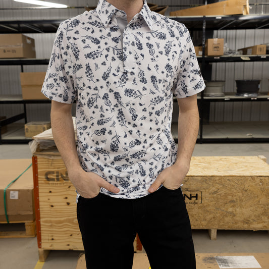 Men's White Prarie Golf Polo