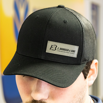 E Bourassa Grey Leather Patch Hat