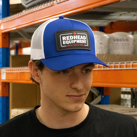 Blue and White Mesh Back Trucker Hat